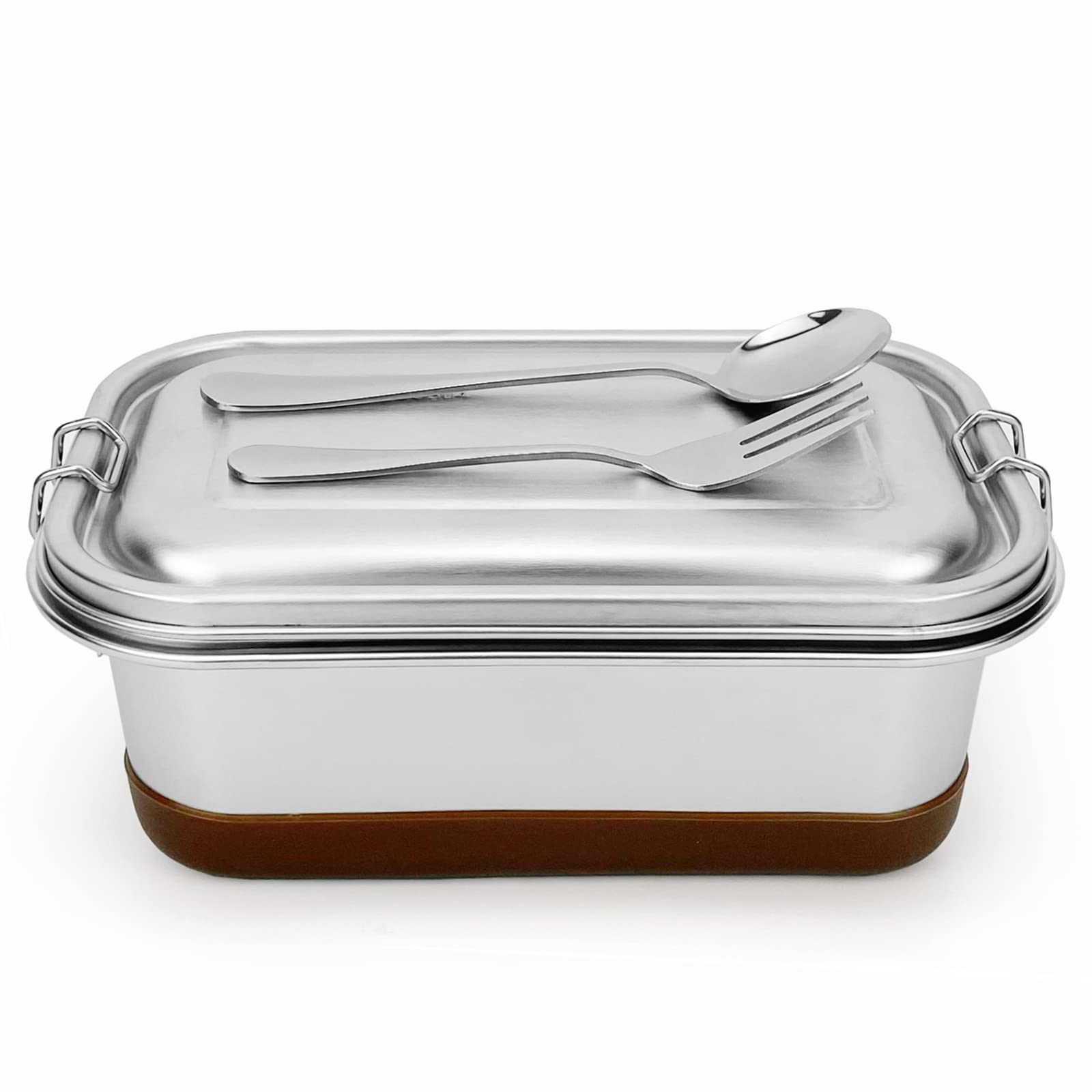 Lunbengo Large Metal Lunch Container With Leakproof Lid, Stainless Steel Meal Prep Container With 500Ml Divided Compartments - S